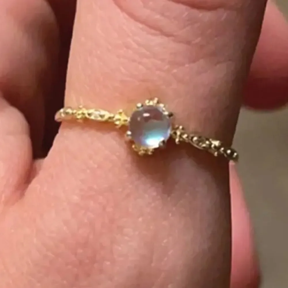 Women's Stunning S925 Golden Sunset Moonstone Color Changing Promise Ring Sz 8